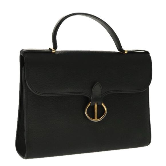 DIOR Hand Bag Leather Black Gold - Picture 1 of 16